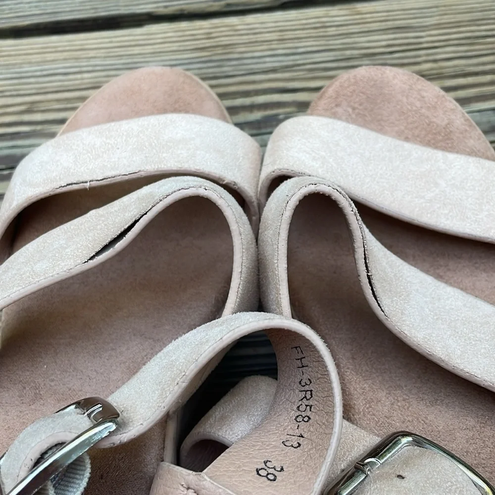Nasty Gal Beige Strappy Platform Sandals